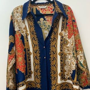 Vintage brocade print silk shirt